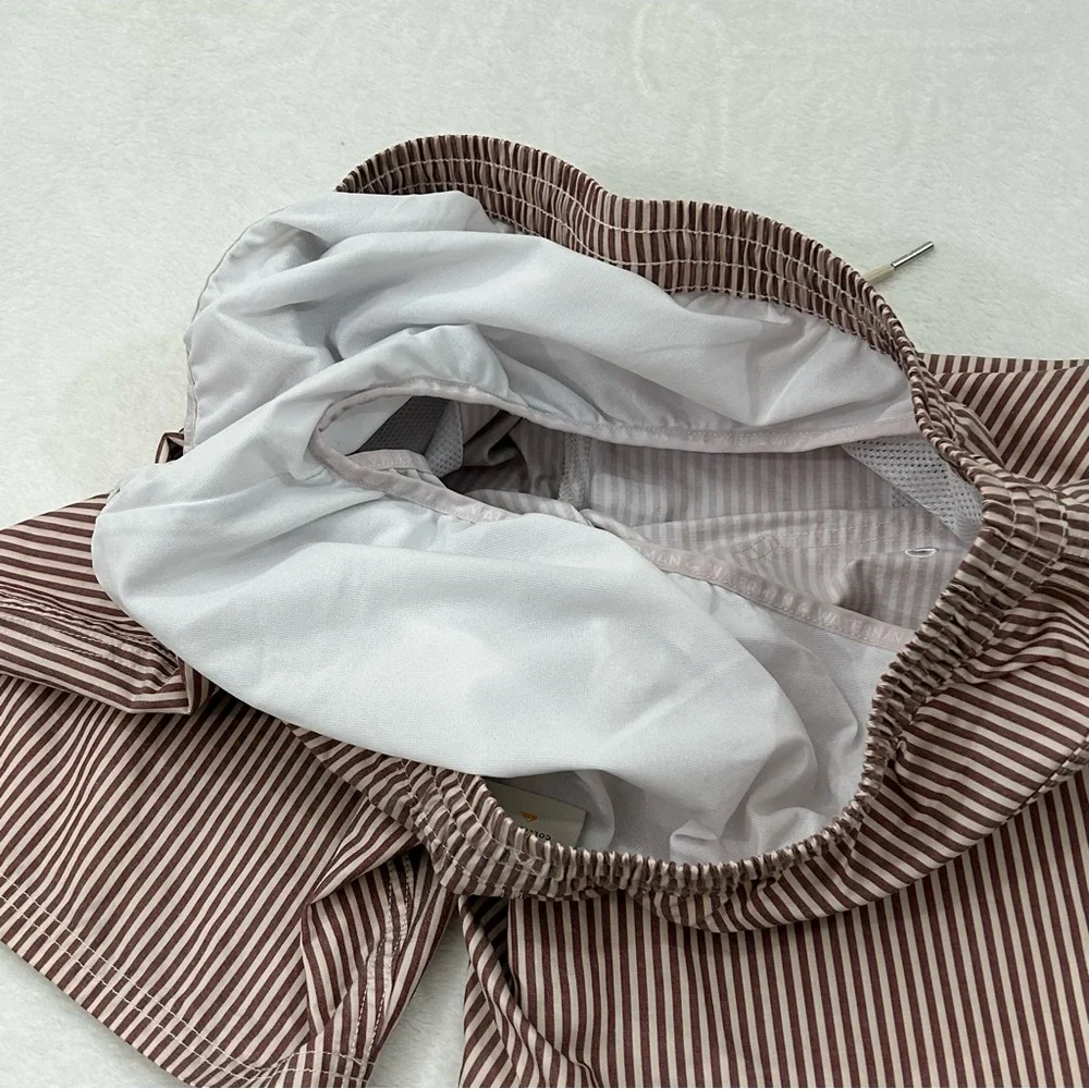 Quiksilver Waterman Collection Burgundy White Striped Swim Trunks Board Short XL